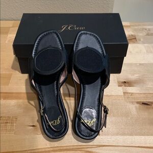 J. Crew Women's canvas with leather geometric black Sandals